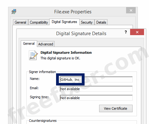 Screenshot of the GitHub, Inc certificate